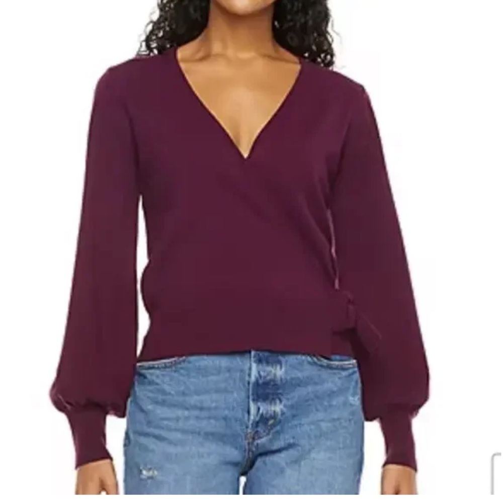 Ryegrass Elegant V-Neck Wrap Sweater - Deep Purple